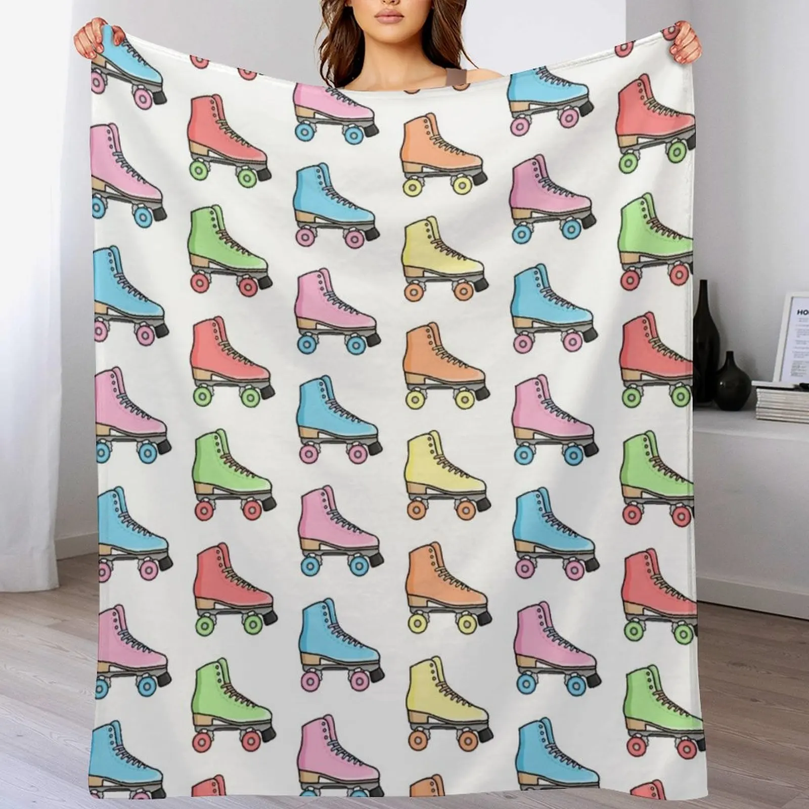 

Cute Colorful Roller Skates Throw Blanket Sofa Quilt Decoratives warm winter Large Blankets
