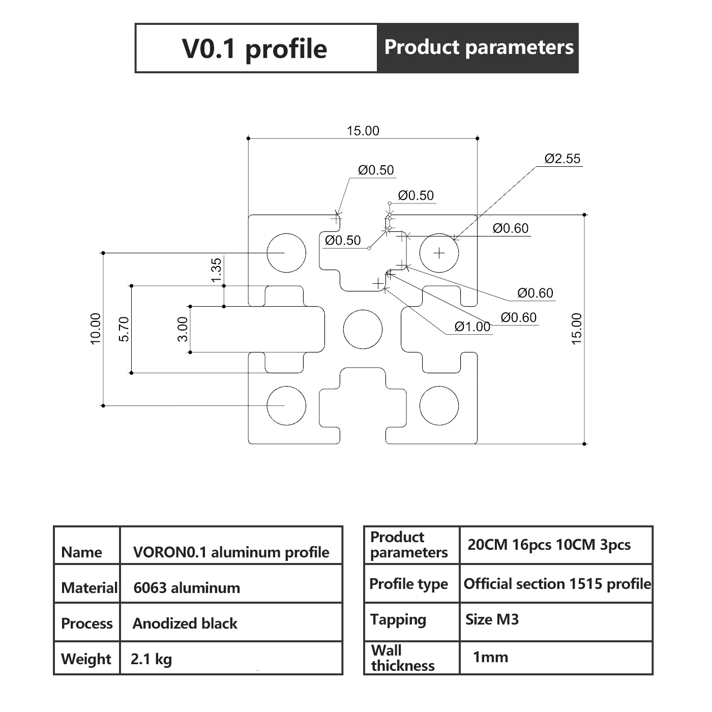 Kit de cadre de profil en alliage d\'extrusion d\'aluminium, mise à niveau 1515, imprimante 3D, offre spéciale, ensemble de propositions de taraudage