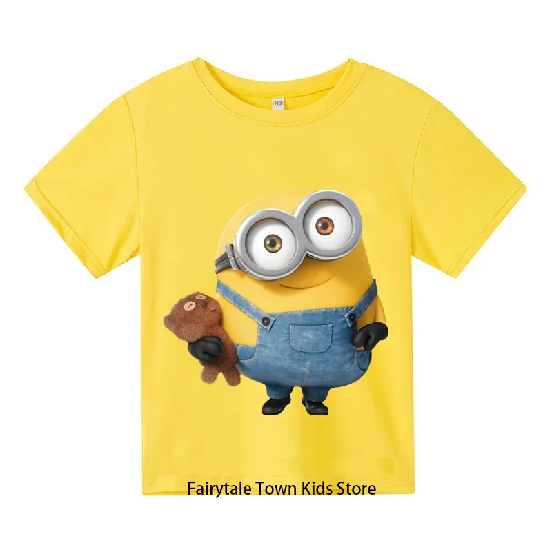 MINISO New Children's Summer Short Sleeve Fashion Casual Cotton Crew Neck Children Cartoon T-shirt Boys and Girls Birthday Gift