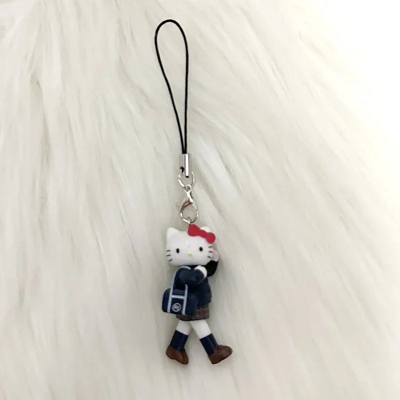 Kawaii Hello Kitty Mobile Pendant Retro Backpack Long Kitty Legs Cute Minimalist Keychain Accessory Girl Birthday Gift Wholesale