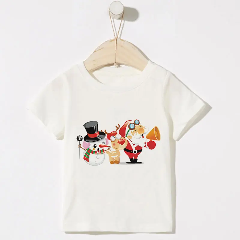 New Santa Print Boys T Shirt Casual Fashion Short Sleeve Baby Girls T-shirts Children T-shirt Kids Christmas Gift/Xmas Present