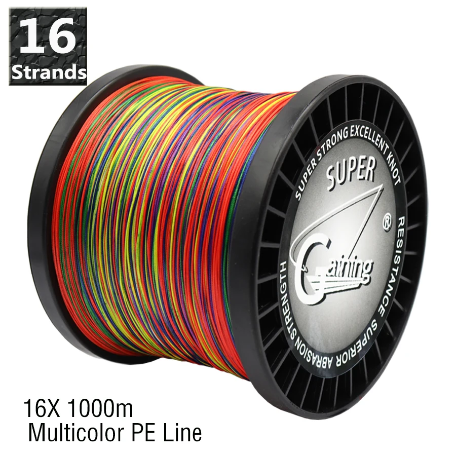 

16 Strands Super Strong Braided Fishing Line PE Hollow Core PE 1000M Wire Saltwater Fishing 55 70 90 120 150 180 200 220 250LBS