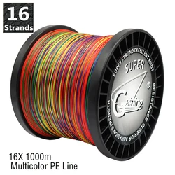16 Strands Super Strong Braided Fishing Line PE Hollow Core PE 1000M Wire Saltwater Fishing 55 70 90 120 150 180 200 220 250LBS