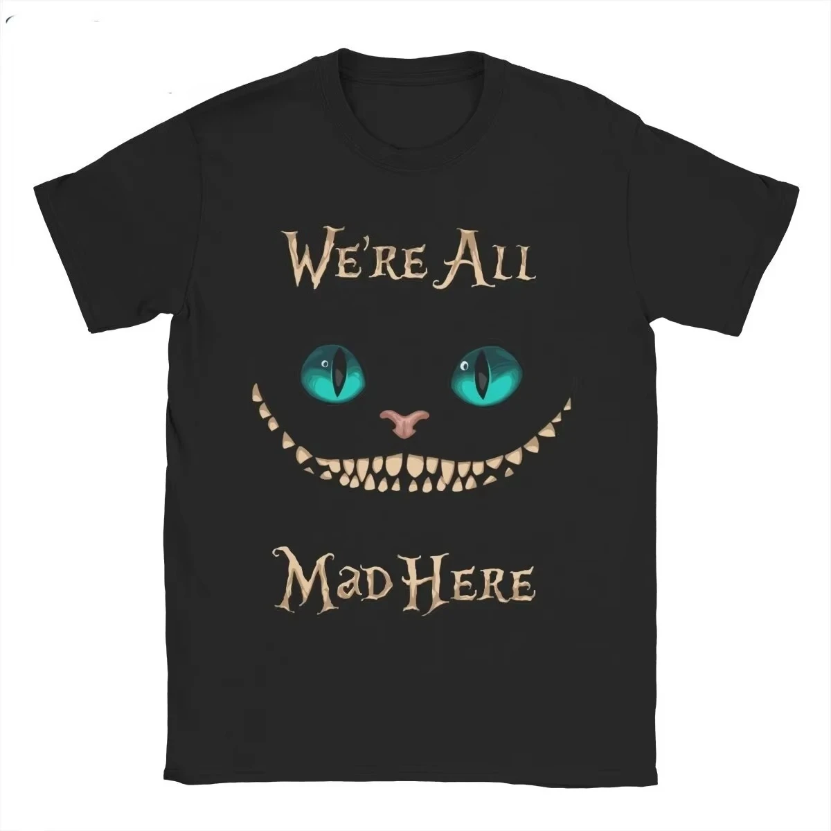 

Summer Women's Alice in Wonderland Cheshire Cat T Shirt 100% Clothes Crazy Short Sleeve Crew Neck Tee Shirt Summer T-Shirt Loose