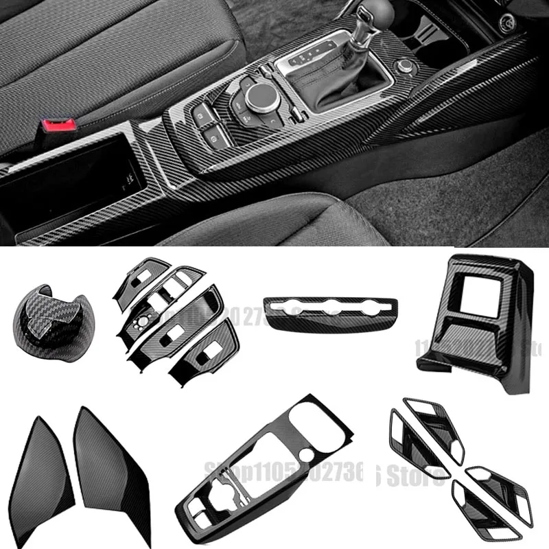 

Carbon Fiber ABS Panel Decorative Cover Trim Fit for AUDI Q2 2018 2019 2020 2021 2022 2023 2024 2025 Control Overlays Cover