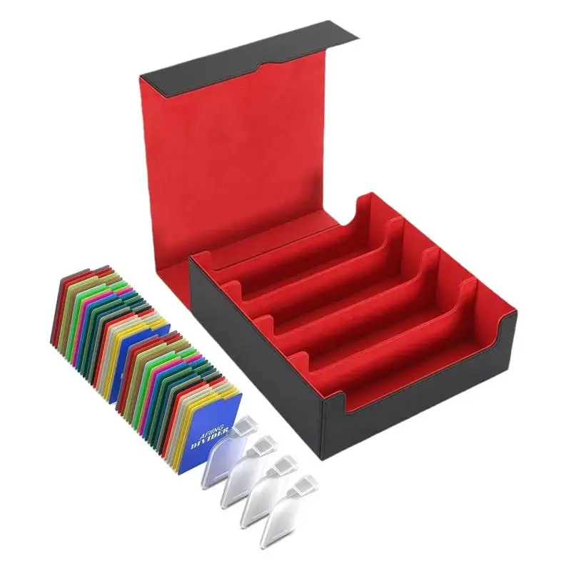 Trading Card Storage Box 3000 Card Organizer Box With 48 Dividers And 4 Supporters Magnetic Closure Deck Case For Game