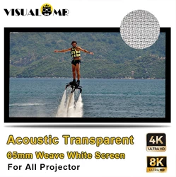 Hot Acoustically Transparent Projector Screen 6.5cm Border Fabric with Sound Acoustic Woven White 8K Projection For Home Theater