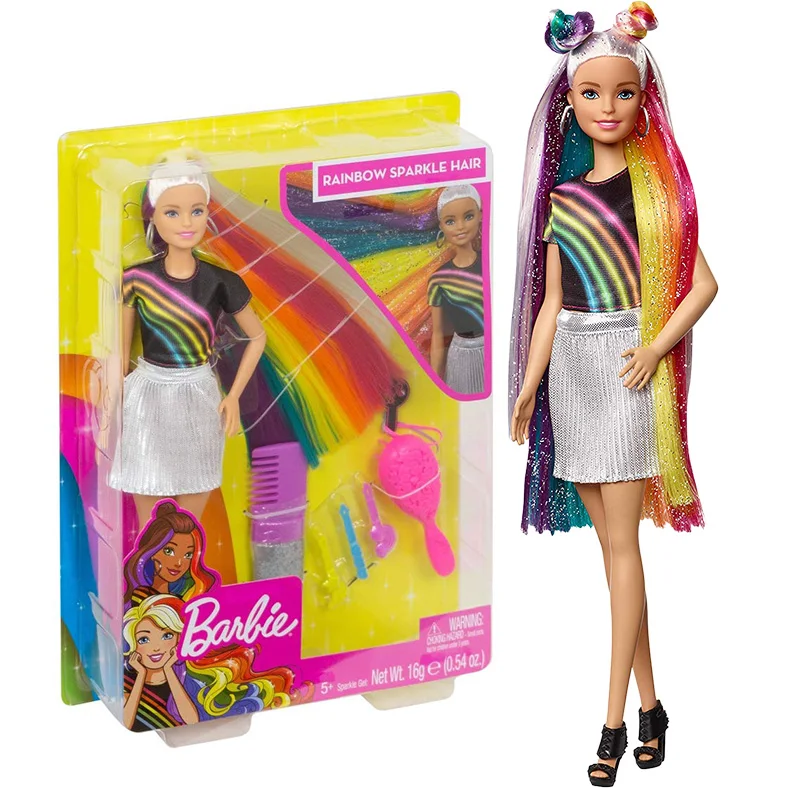 Barbie Fashionistas Rainbow Sparkle Hair Doll with Accessories and Clothes Barbie Brinquedos Fashion Girl Toys Boneca for Girls