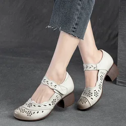 GKTINOO 2025 Spring Autumn New Retro Genuine Leather Platform Shoes Women's Pumps High Heel Soft Bottom Shoes Women Designers
