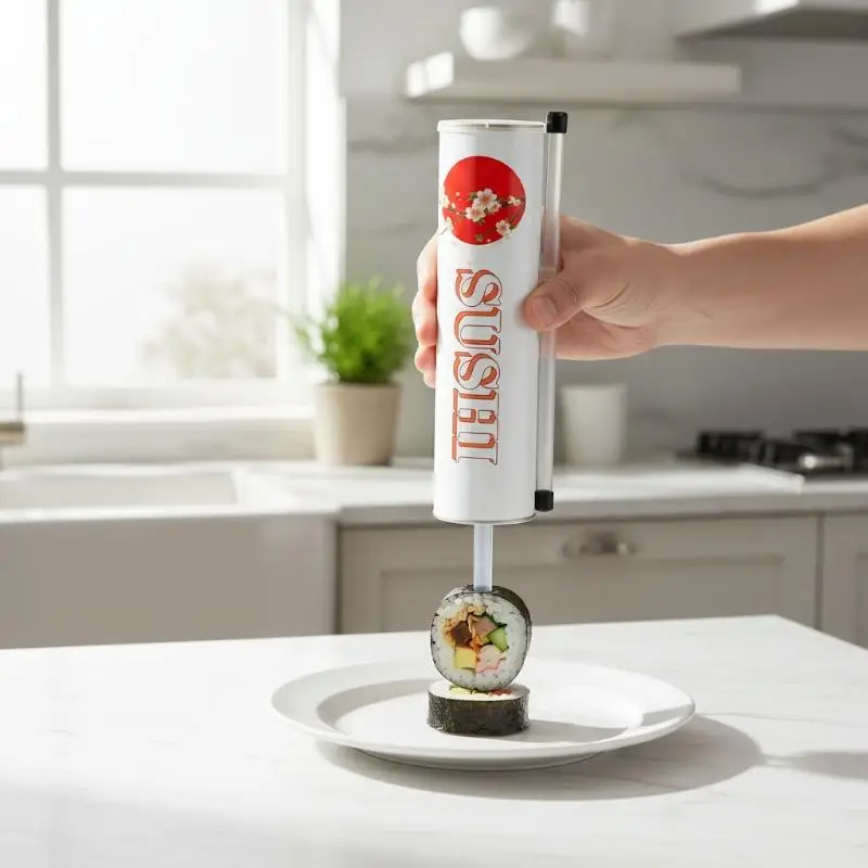 Round Sushi Push Box With Sauce Straw Food Grade Sushi Mold Cone Push Up Paper Bucket Packaging Paper Box Bento Accessories