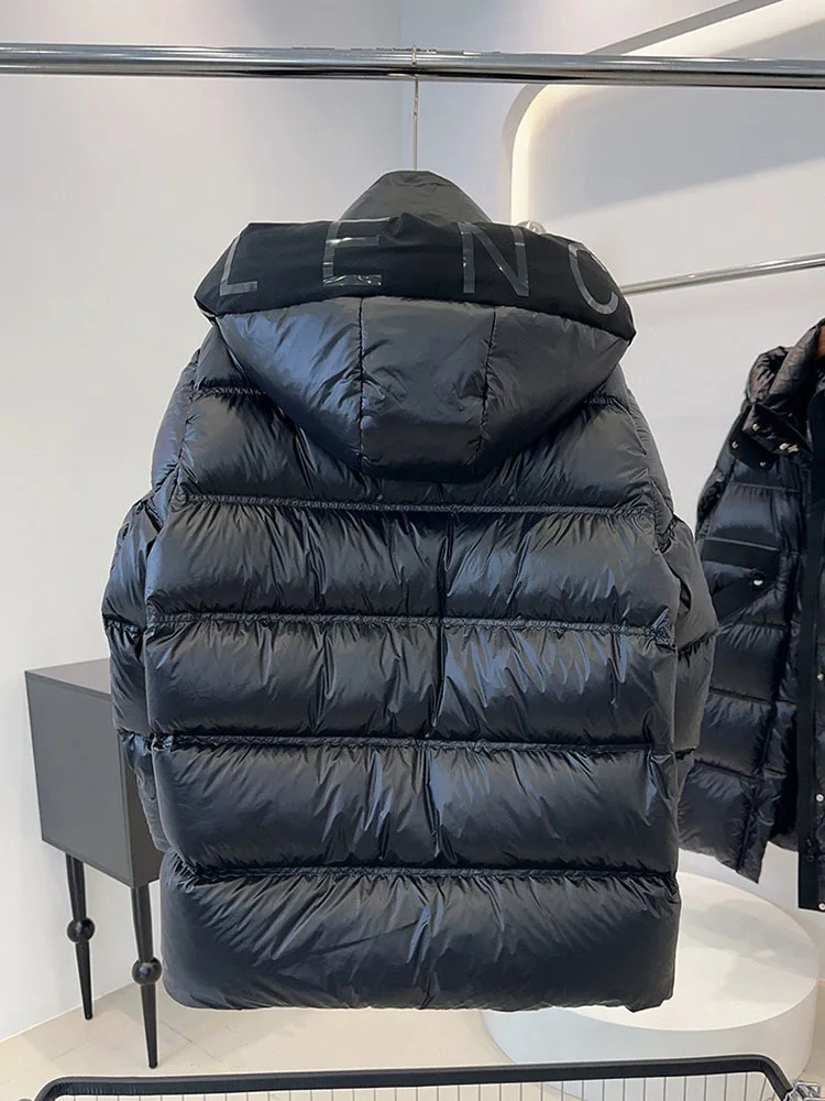 2024 feminino com capuz 90% pato branco para baixo casaco feminino inverno brilhante quente engrossado longo puffer jaqueta à prova de vento outwear