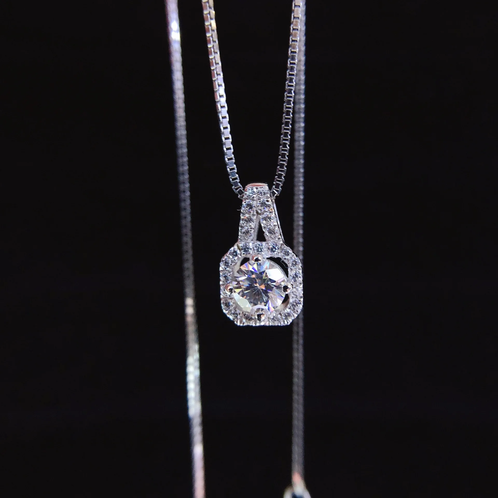 Fine PT950 platinum necklace inlaid with moissanite white gold clavicle chain 1 carat real diamond pendant for girlfriend gift