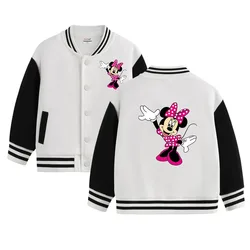 Disney Pattern Loose Coat Girls Cotton Autumn baseball uniform Sportwear Kida Tops Children Minnie Mouse Cartoon Clothing