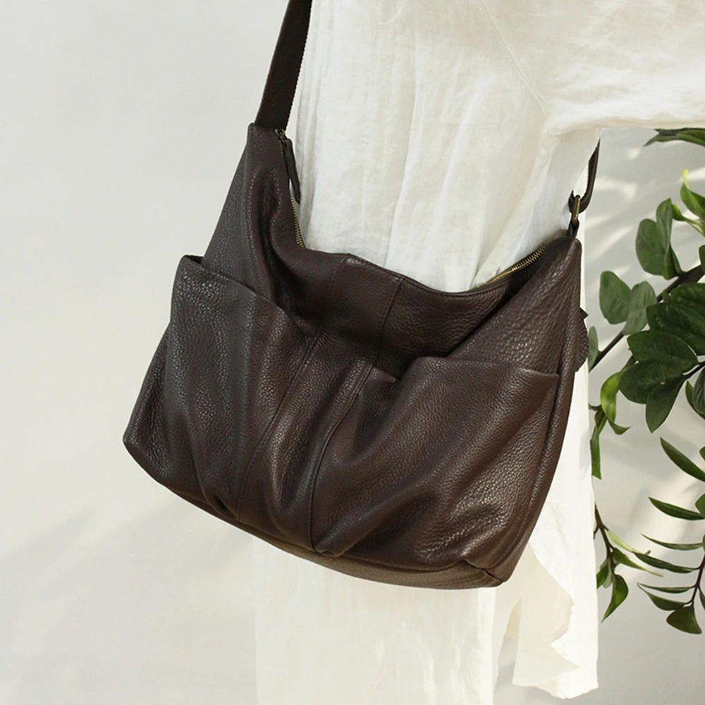 Torebki damskie na ramię z prawdziwej skóry Dwa kieszenie Designerskie torebki na ramię Crossbody dla kobiet Torebki uniwersyteckie
