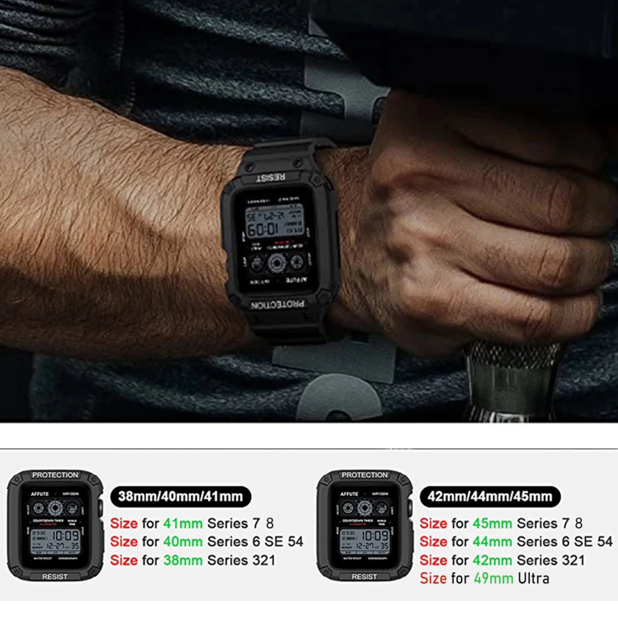 Apple Watch交換用リストバンド,スポーツストラップ,保護,45mm, 44mm, 49mm, 41mm, 40mm,iwatchシリーズ用ウルトラ9、8、7, 6, 5 se、4、3、2、1