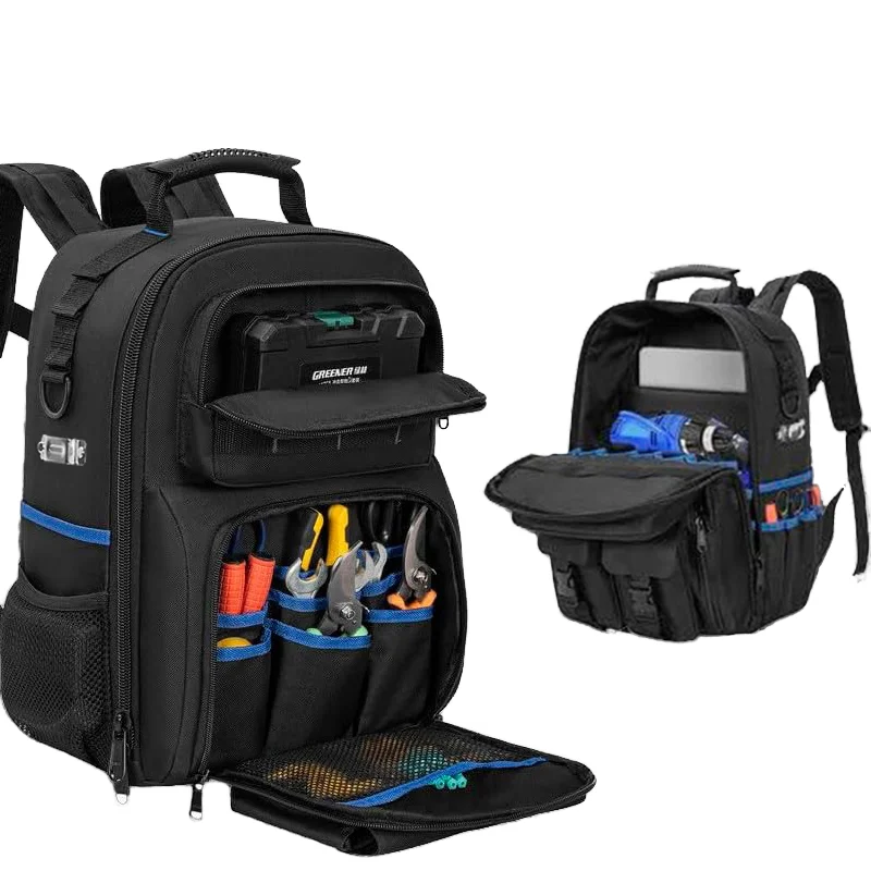 custom-logo-work-tool-backpack-padded-shoulder-removable-tool-organizer-water-resistant-electrician-cable-repairman-bag