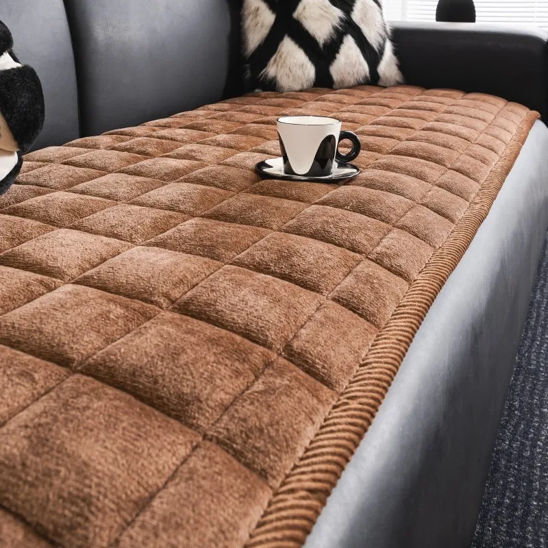 

2025 Modern Anti-Slip Design Wooden Sofas Minimalist Non-Slip Leather & Solid Wood Sofa Pad Deep Gray Office Seat Cushion Mats