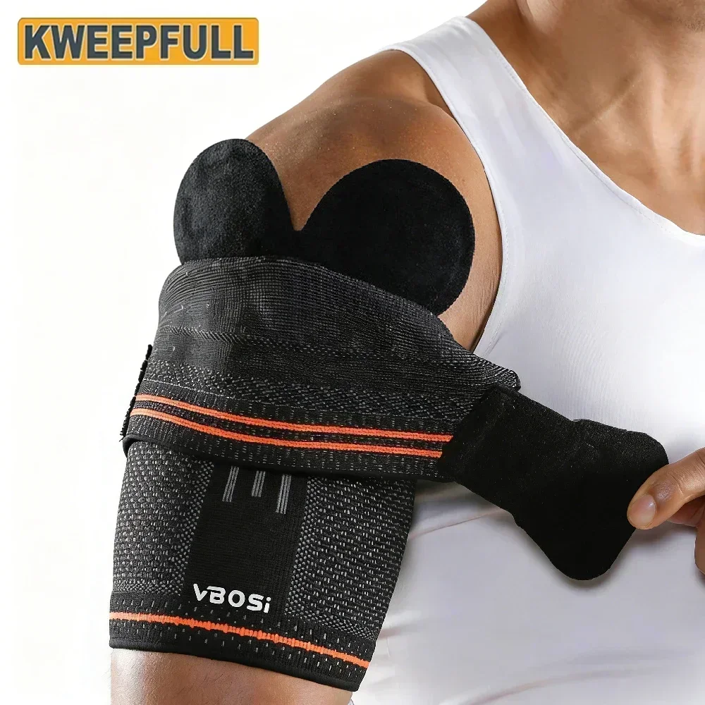 Shoulder Compression Support Brace Adjustable for Men Women, Detachable Silicone Padding Sleeve for Rotator Cuff Injury,Shoulder