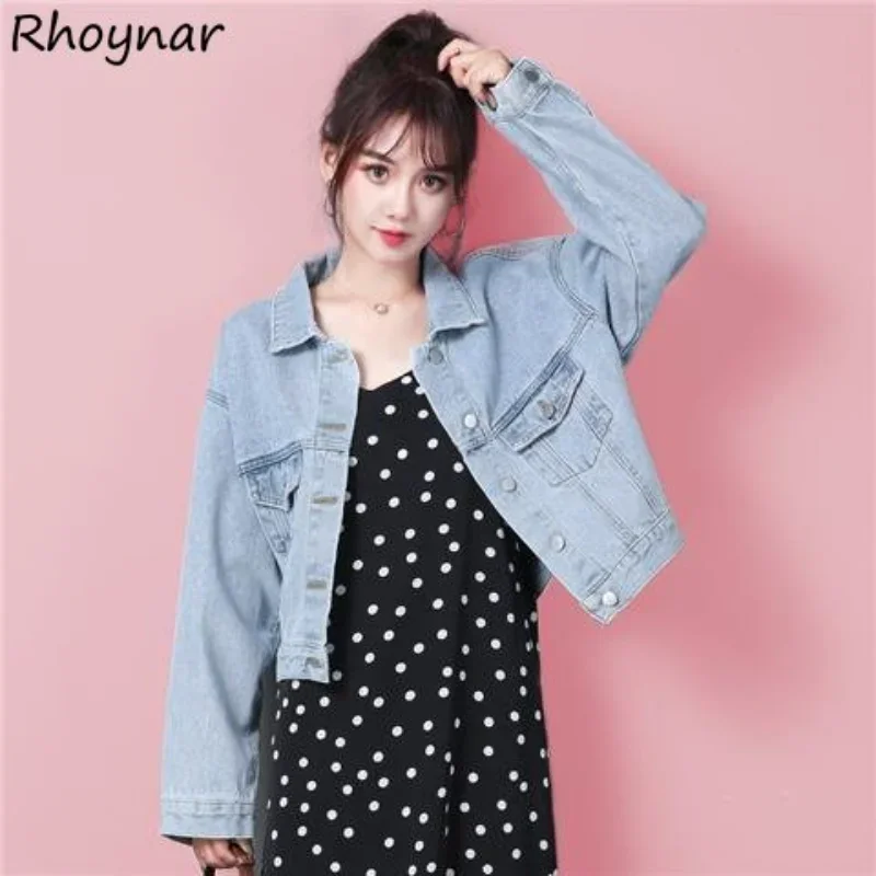 

Denim Jackets Women Crop Clothing Streetwear Teens American Personal Mujer Chaqueta Fashion Hip Hop Button-up Temper Vintage Ins