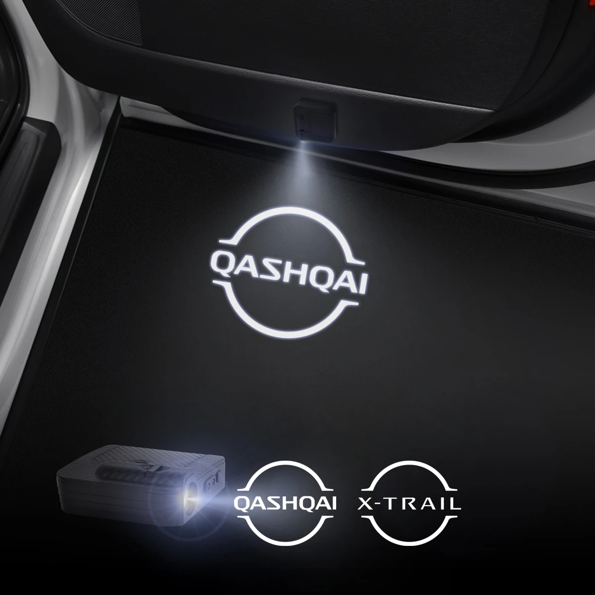 Qashqai Trail araba kapı karşılama işıkları için 1/2 adet projektör Logo kablosuz algılama aksesuarları