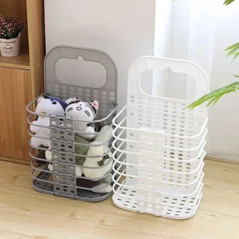 Dirty Laundry Basket Bathroom Folding Laundry Hamper Plastic Wall-Mounted Dirty Clothes Holder Organizer Storage Basket