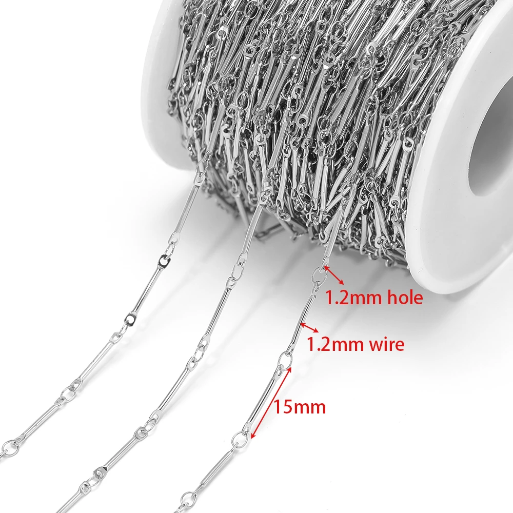 1 Meter Gesichtslose Edelstahl-Handgefertigte Lange Ketten für DIY Modeschmuck, Armbandherstellung, Halsketten, Ohrringe und Accessoires – Detail 2