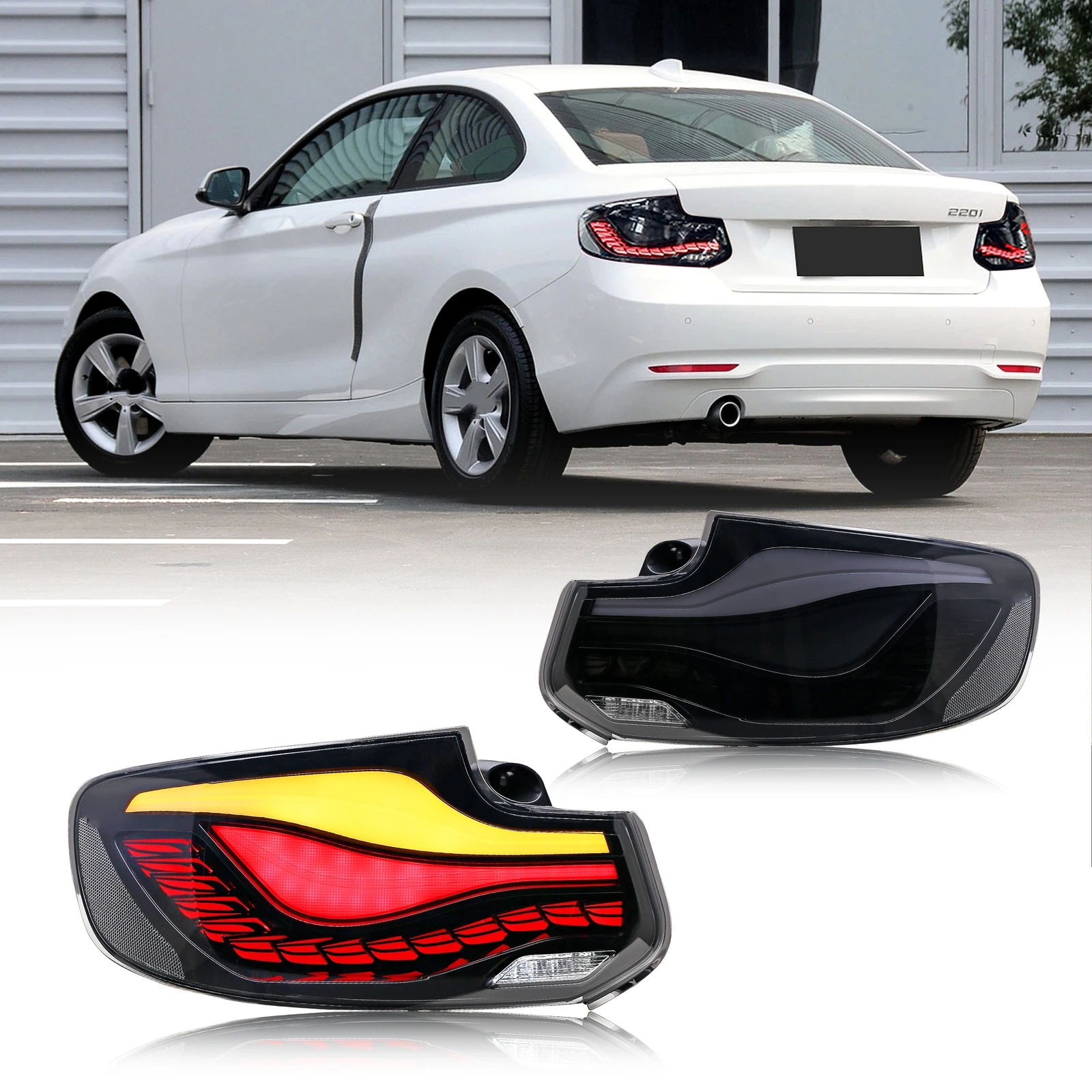 LED GTS achterlichten voor BMW 2-serie F22 F23 F87 M2 2014-2020 met sequentiële knipperlichten en startanimatie, achterlichtunit