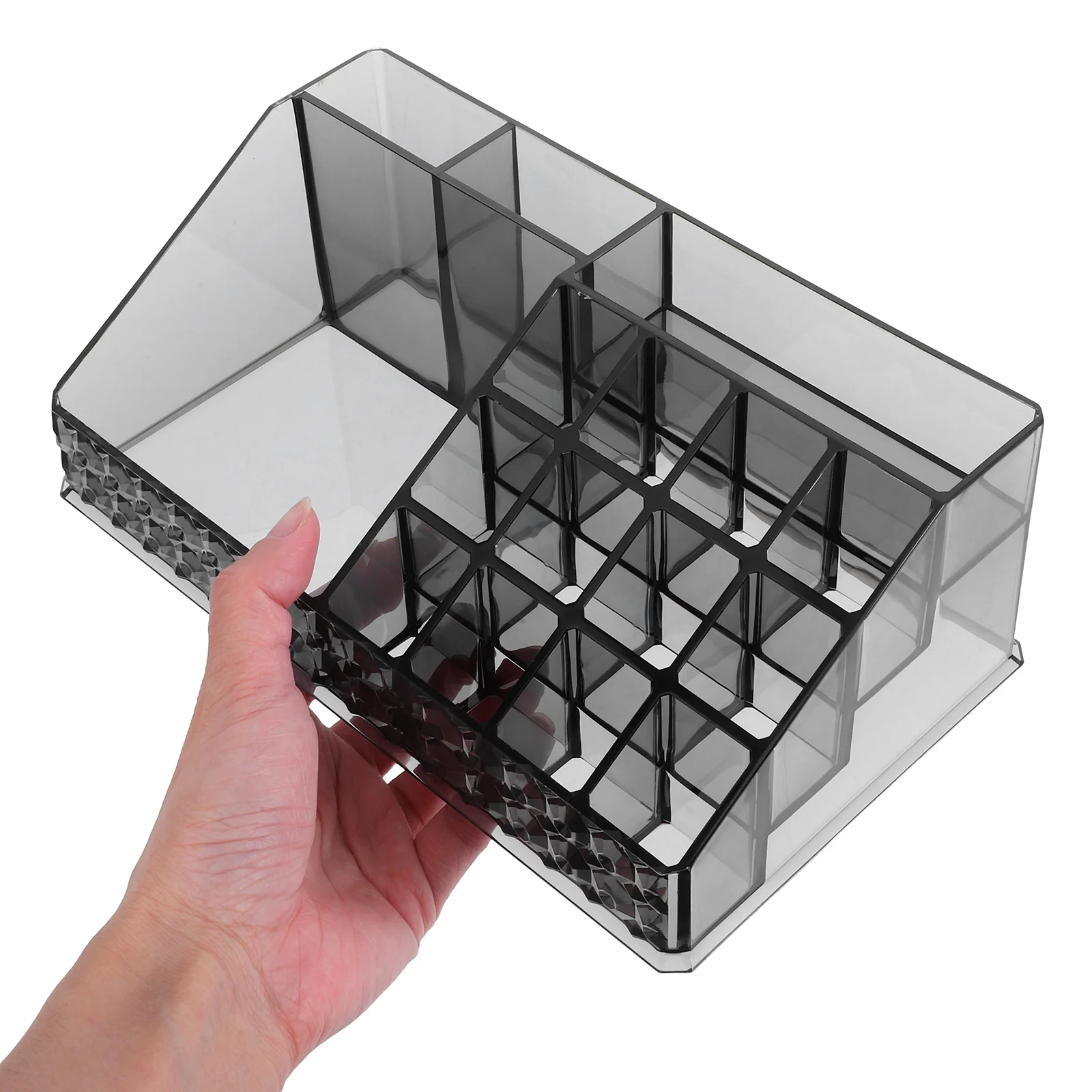 

Acrylic Texture Makeup Organizer Box for Cotton Pads Swabs Vanity Storage Bin Transparent Countertop Bathroom