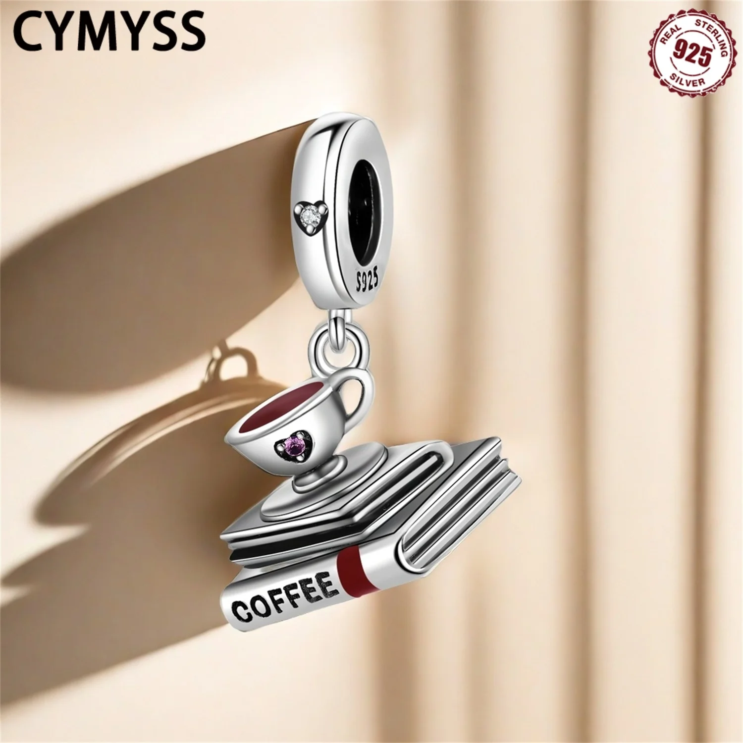 

CYMYSS 2025 New 925 Sterling Silver Coffee Gourmet Book Zircon Pendant Boutique Birthday Travel Party Jewelry Gift Women Pendant