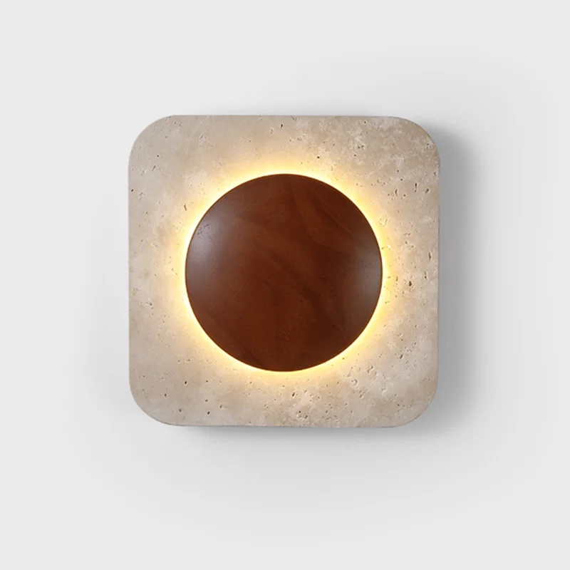 Vintage Square Shape Natural Stone Art Decoration Wall Lamp Interior Wall Lights Bedroom Decor Bedside Led Sconce Home-appliance