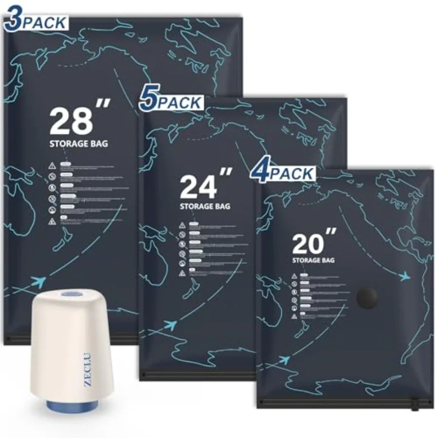 

12 Pack Vacuum Seal Bags for Clothing Travel with Electric Air Pump, Packing Cubes Compression for Luggage, Home Storage, Airpl