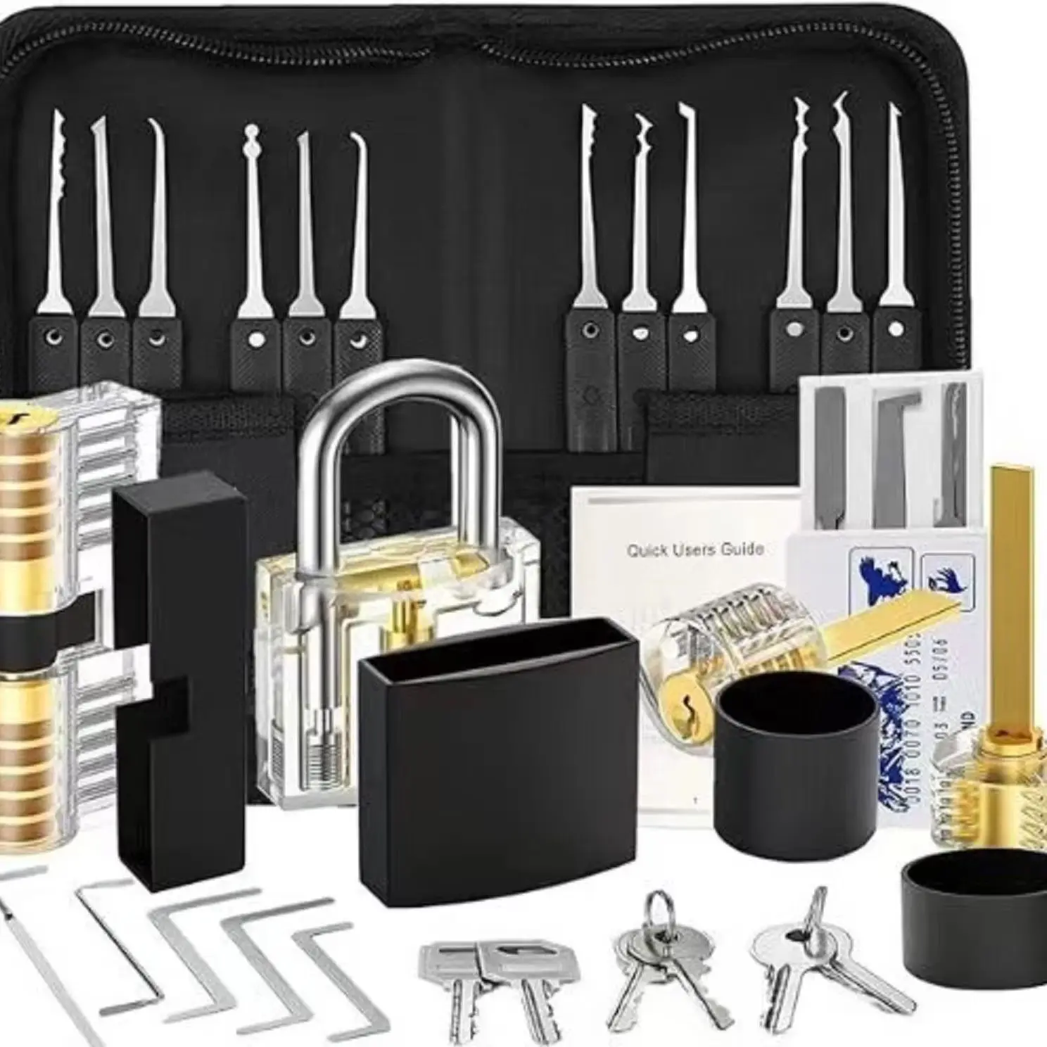 Schlosserwerkzeuge mit Übungs-Vorhängeschloss-Set, Spannungs-Schlüssel, Werkzeug zum Entfernen gebrochener Schlüssel, Kombinationsschloss-Hardware – Detail 7