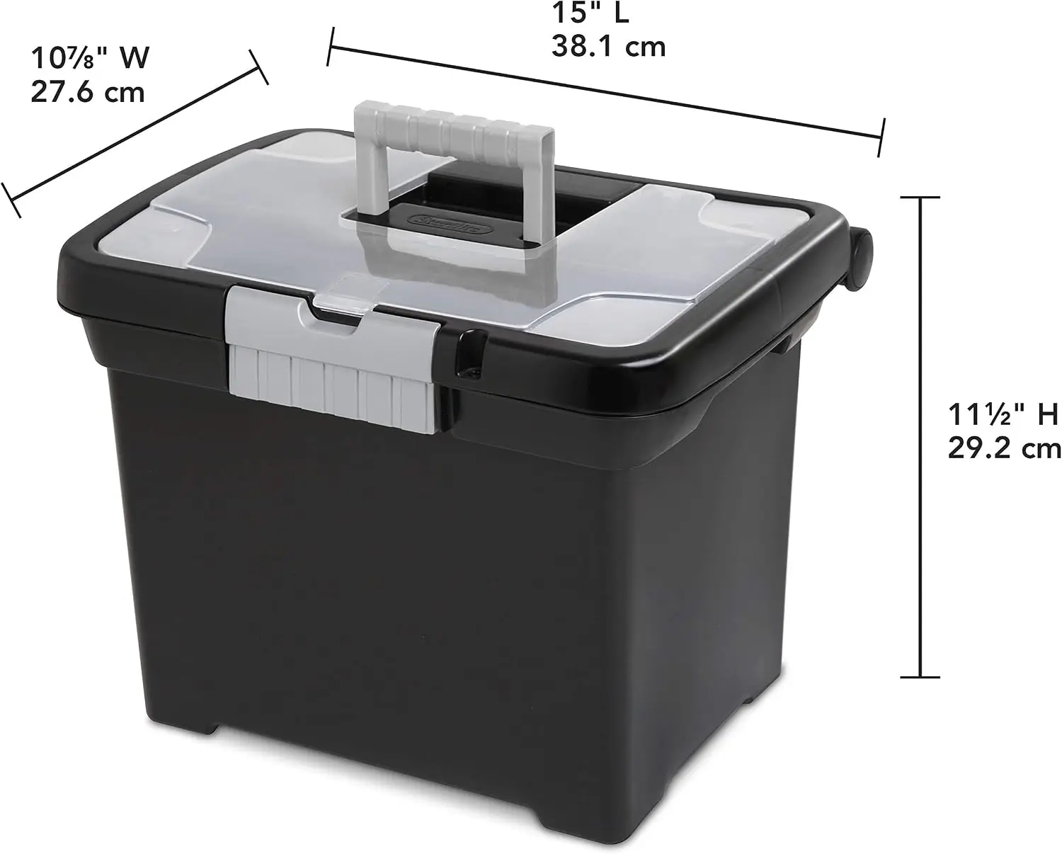 Portable File Box, Letter File Storage Bin with Handle, 4 Pack