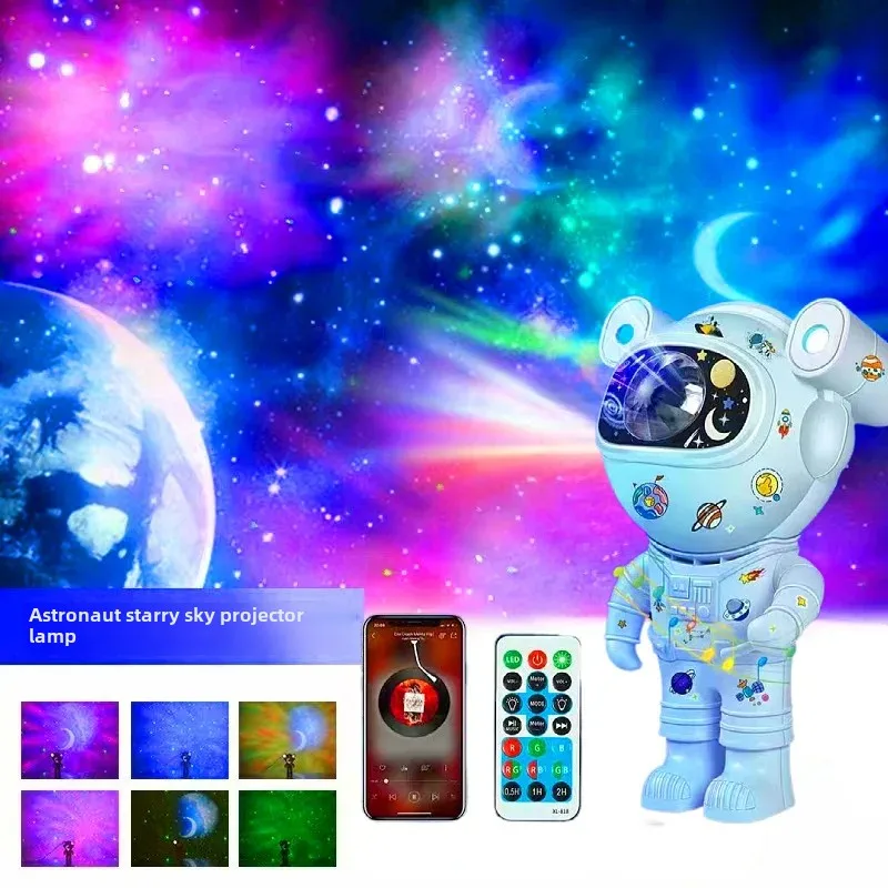 Cross-border Astronaut Starry Sky Projector Bluetooth Music Space North Pole Light Atmosphere Mini Night Light