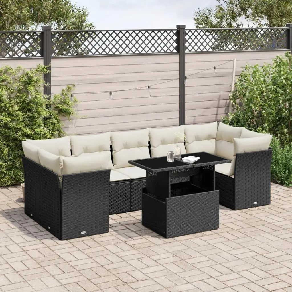 

Garden Sofa Set Black Cream White Outdoor Patio Furniture Cushioned Seating Modern Design Durable and Stylish Home Decor
