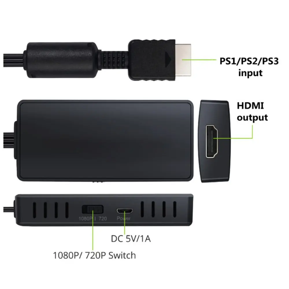 Высокое качество 1080P игровой ПК PS2 к HDMI адаптеру HDTV режим отображения аудио-видео конвертер для PS1/2/3