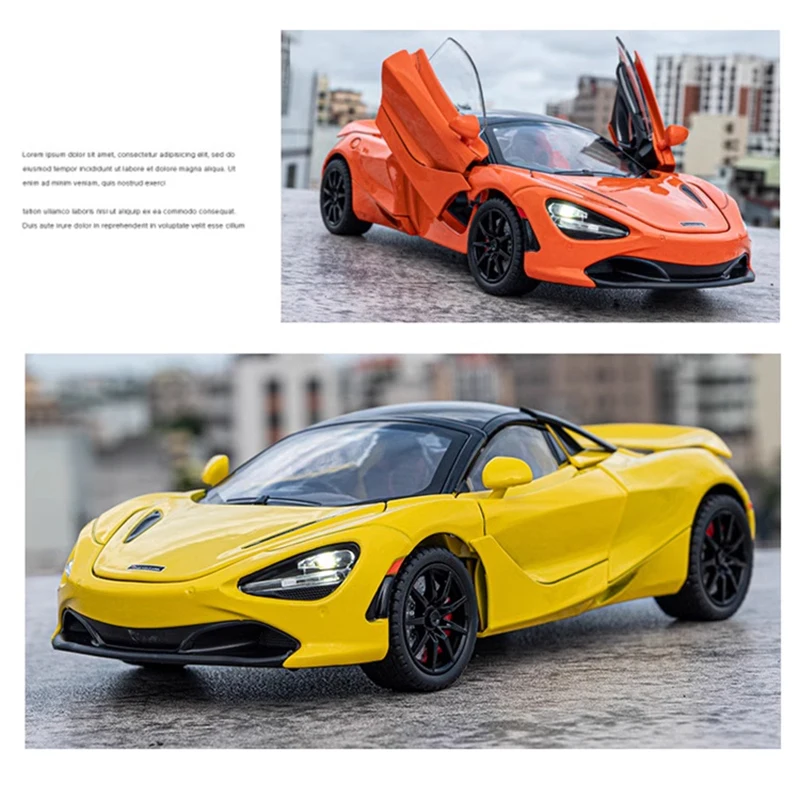 

Модель спортивного автомобиля MCL 720s из сплава, масштаб 1:24, с функцией имитации звука и света, коллекционная, разборная, подарок для детей, Fast Furious, One Piece