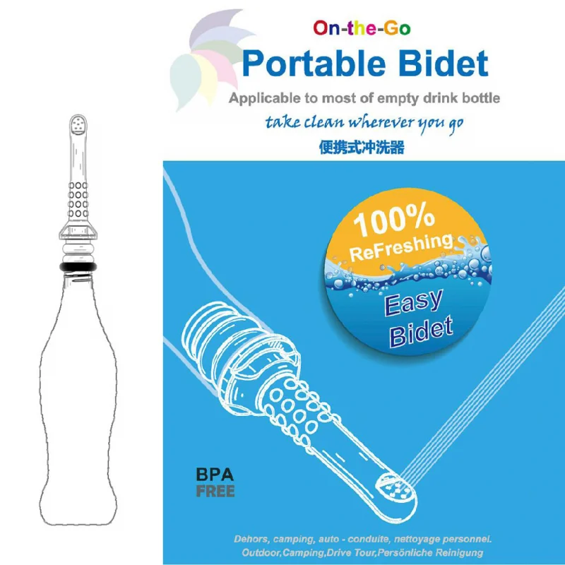 3Pack Portable 2 Pack Peri Bottle Travel Bidet Compatible with 21-25cm Bottles Personal Hygiene Care Shattaf Water Spray