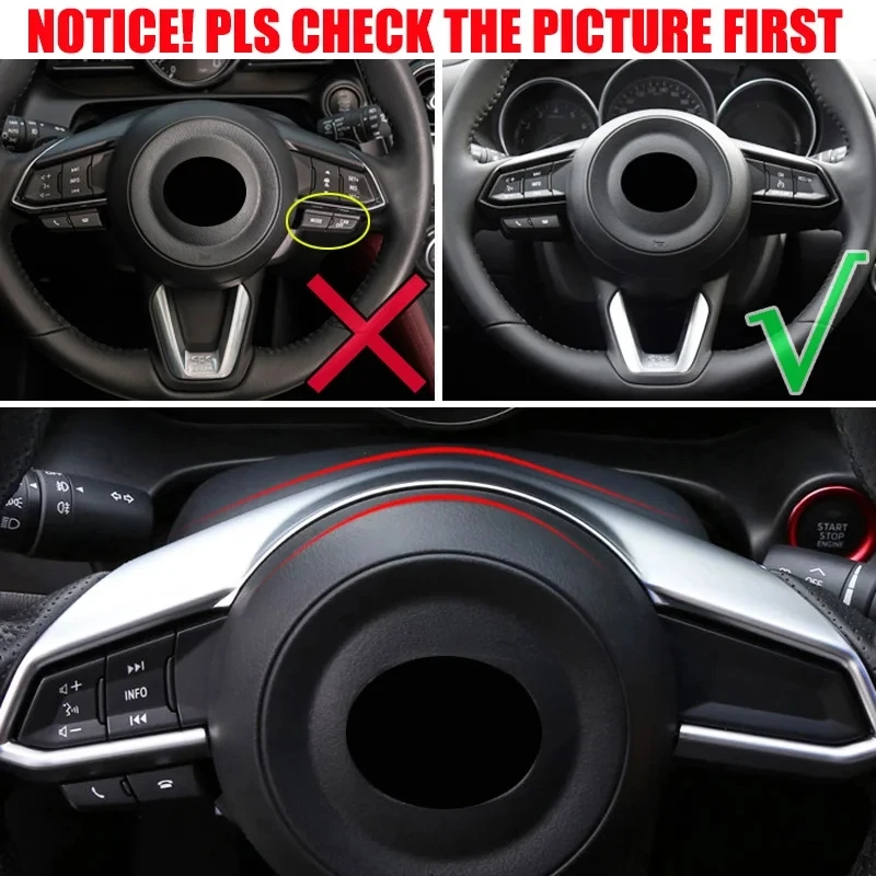 For Mazda 2 Demio 3 Axela 6 ATENZA CX3 CX5 CX8 CX9 2017-2019 2020 Interior Accessories Car Steering Wheel Trim Control Button