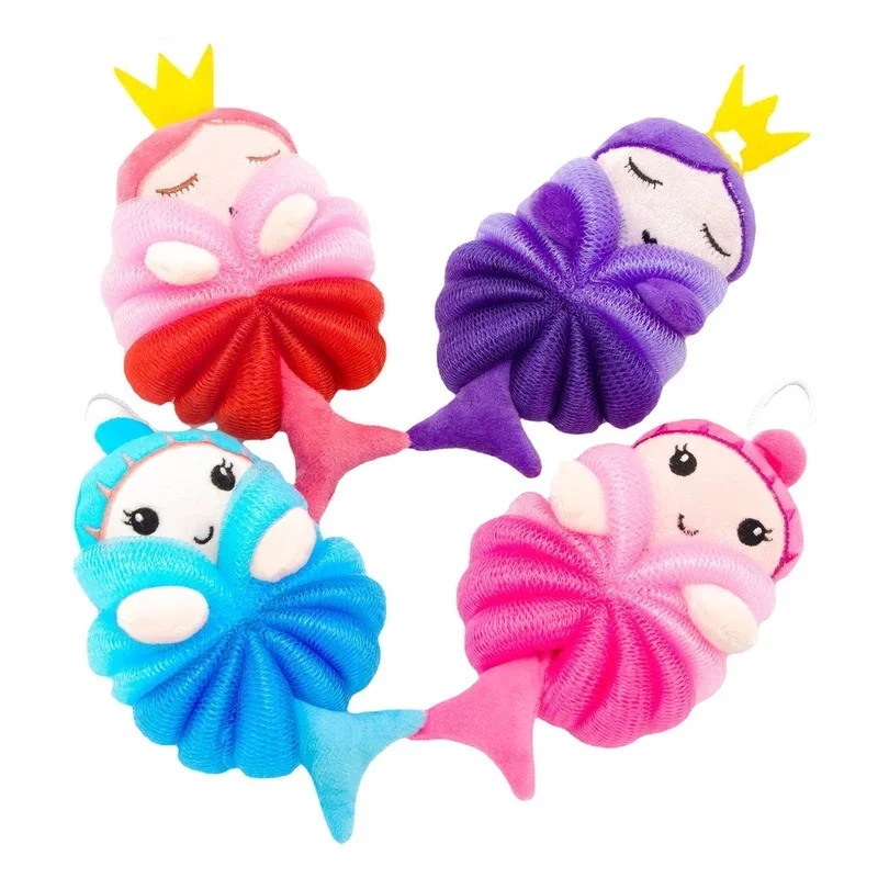 1Pcs Kawaii Baby Body Bath Ball Mermaid Kids Body Brush Soft Skin-friendly Children Bath Flower Bathroom Accessories