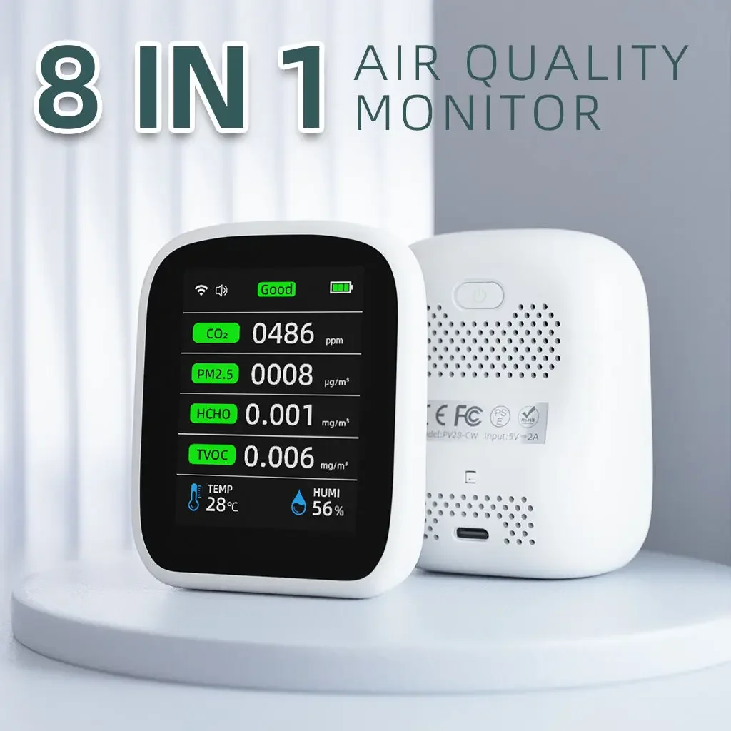 co2 meter air quality monitorsTuya WIFI 8 In 1HCHO TVOC PM1.0 PM2.5 PM10 Tester Temperature Humidity Meter Carbon Dioxide Detect