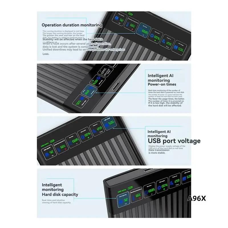 

2.5 Inch SATA To Type-C Hard Drive External HDD Chassis With 512GB 6Gbps And Intelligent Digital Display Adapter For PC Laptop