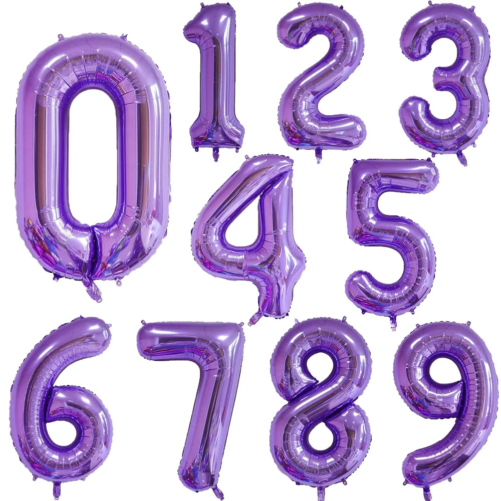 

32inch Purple Number Balloon 0 1 2 3 4 5 6 7 8 9 Number Ballons Baby Shower Birthday Party Wedding anniversary Crown Decorations