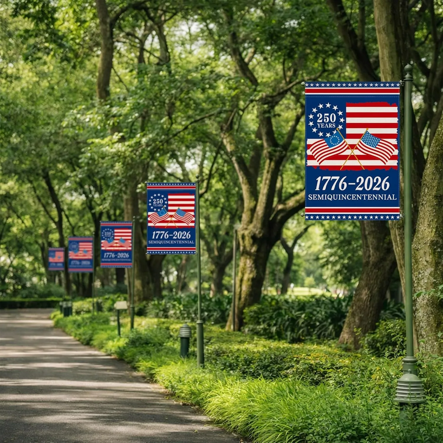 250 Years Anniversary Garden Flag,250th Anniversary USA Patriotic Banner Double-Sided with Eagle,1776-2026 Commemorative