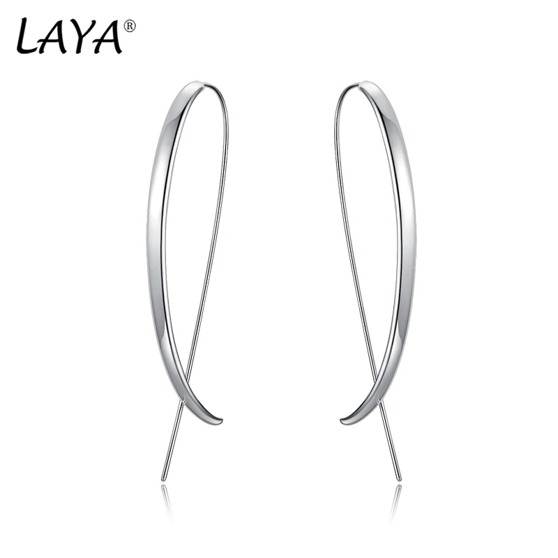 

LAYA Earrings For Women Big Unique Design Plain Silver Statement Earrings 925 Sterling Silver Piercing Ear Luxury Fine Jewelry