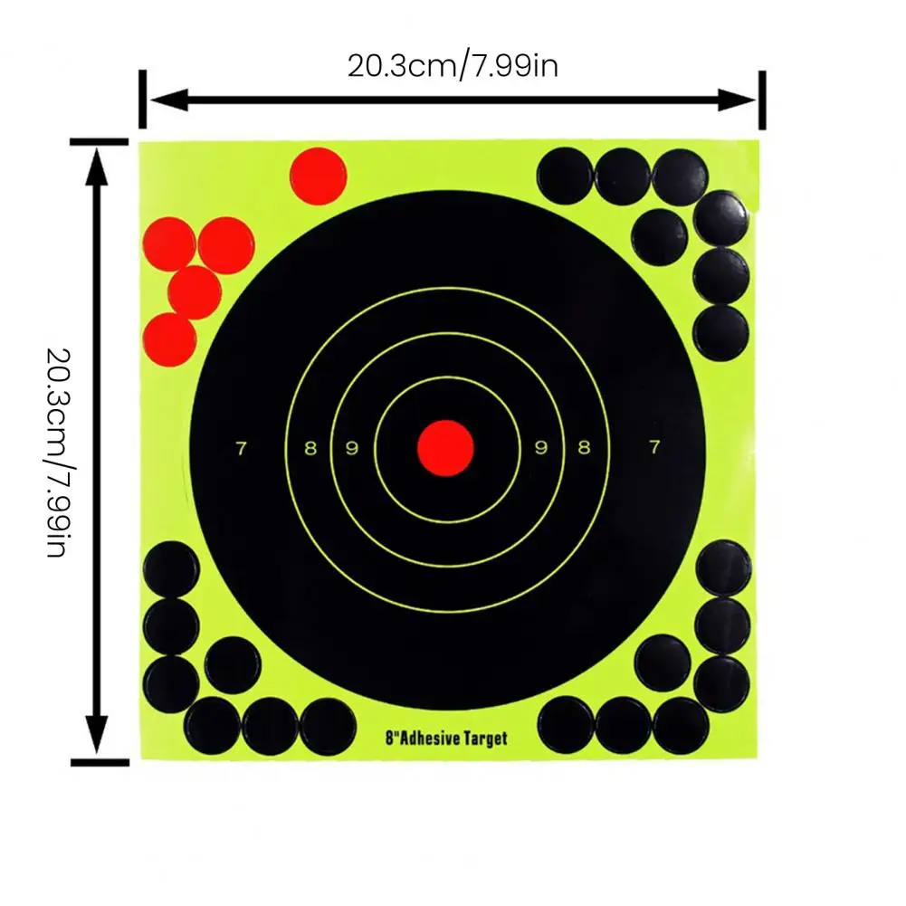 10 Pcs 8-Inch Splatter Target Sticker Self Adhesive Bullseye Fluorescent Yellow Shoot Target for Outdoor Indoor Shoot Practice