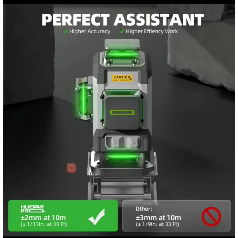 Huepar 2024 تصميم جديد 4D 16 خط مستوى الليزر شعاع أخضر ZK04CG