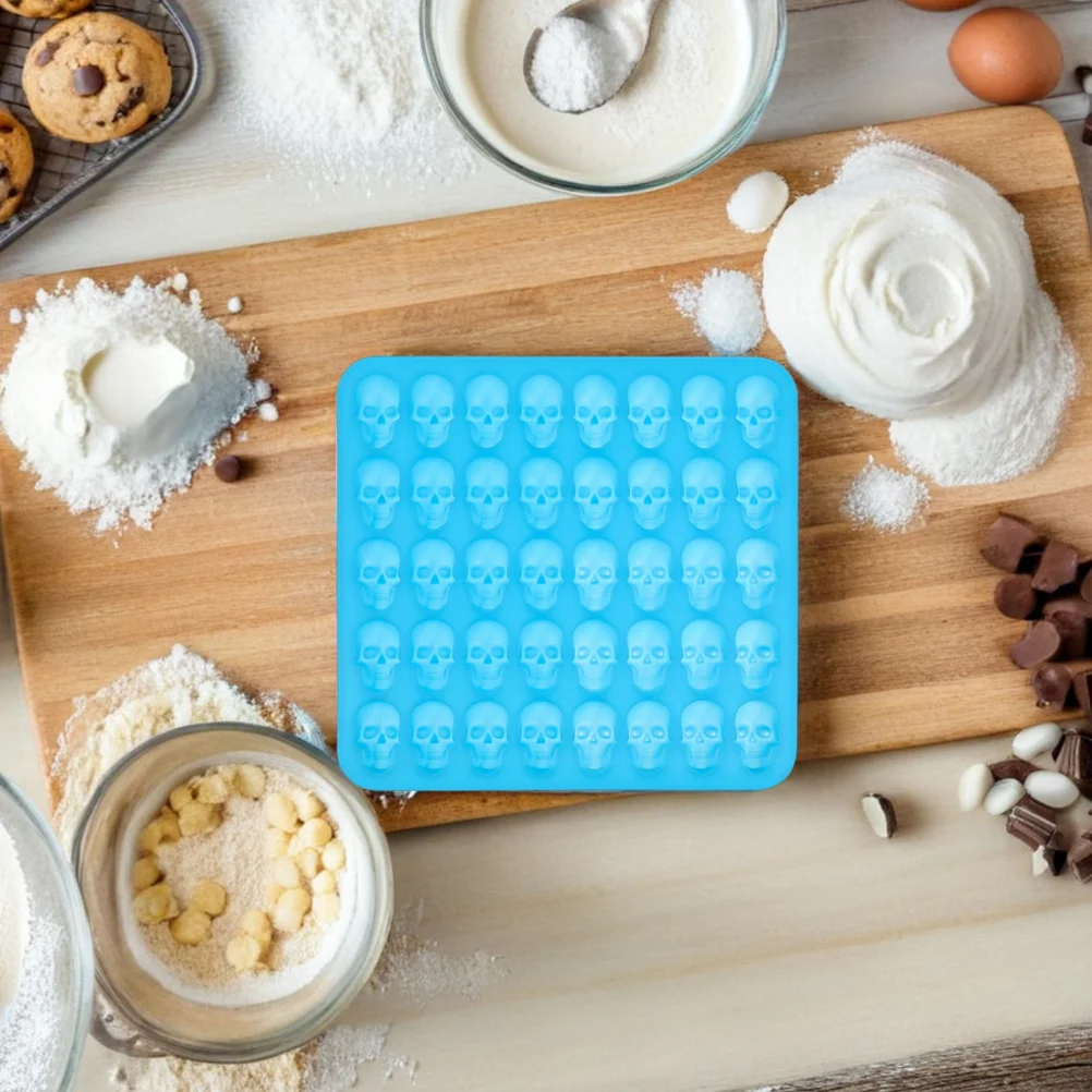 

2pcs Silicone Skull Mold 40 Cavity Halloween Baking Tool For Chocolate Candy Cookies Jelly Ice Cubes Non-Stick Reusable Easy