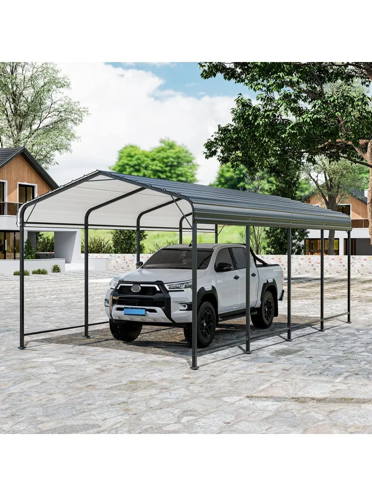 

Металлический карпорт 10x20 футов, большие гаражные карпоры с увеличенным основанием, сверхпрочный навес с крышей из оцинкованной стали, уличный ш