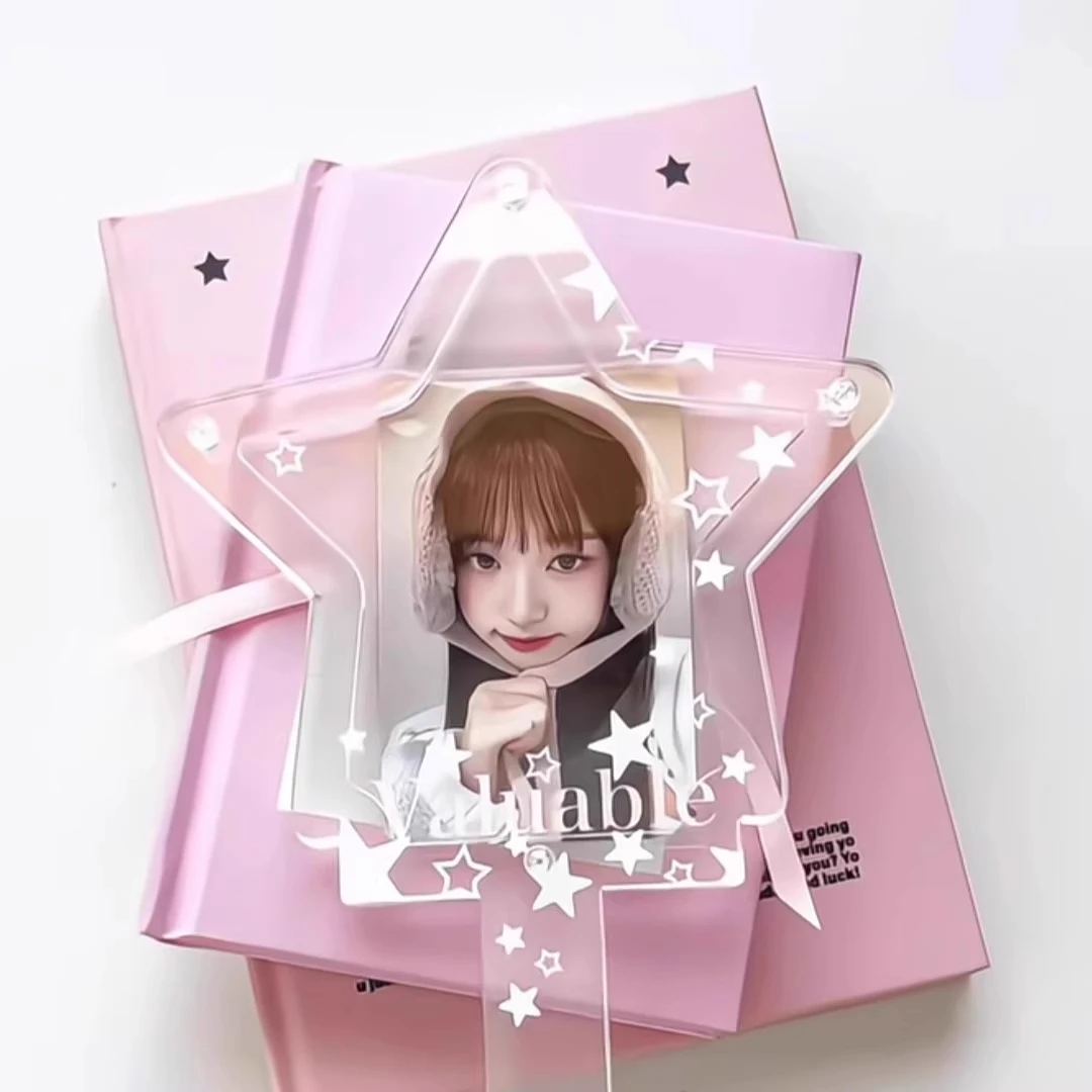 Transparent Starry Photocard Holder Stick for 3